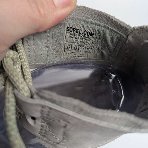 Sorel Joanie Light Gray Leather Wedge Sporty Platform Heel Sandals Womens 6.5 - Picture 7 of 8